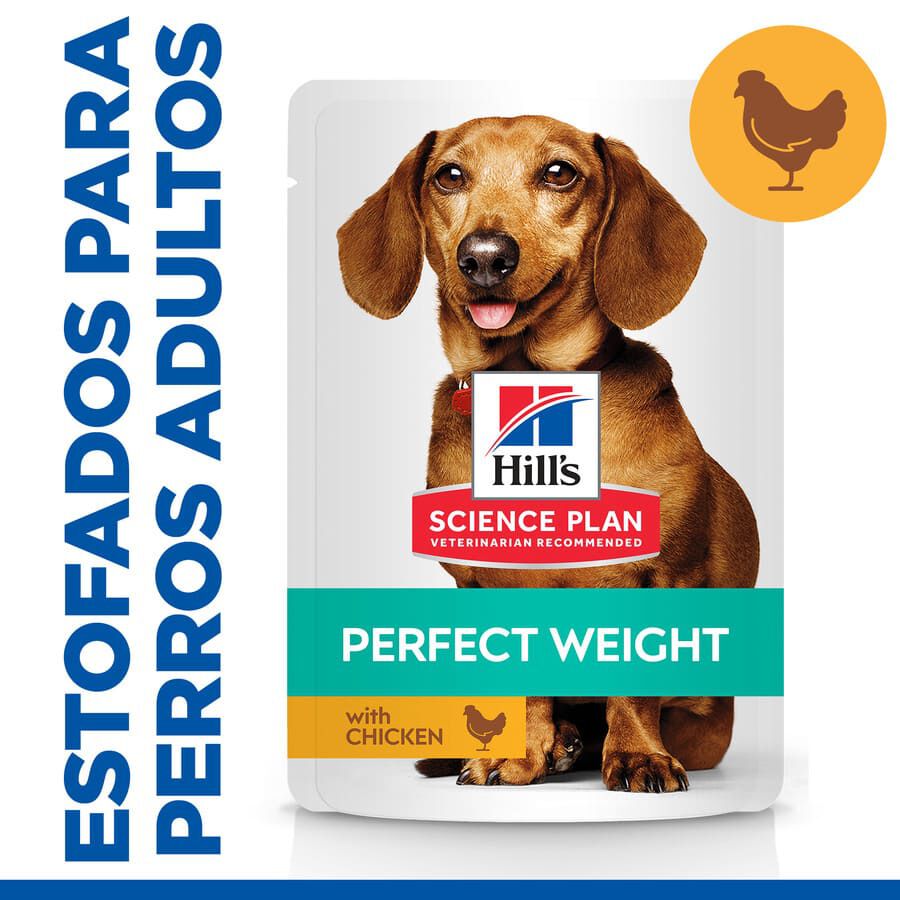 48 sobres x 80 g Hill's Science Plan Perfect Weight Adult Small y Mini estofado de pollo y vegetales sobre para perros &iexcl;Pack ahorro!, , large Imagen numero 1